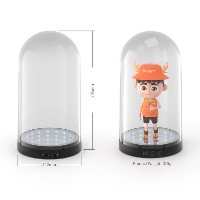 DOBE TY-3803S RGB LED light Clear Acrylic Display Case Semi-Circular Figure case Dustproof Protection Showcase for Action Figures Toys Collectibles | TY-3803S