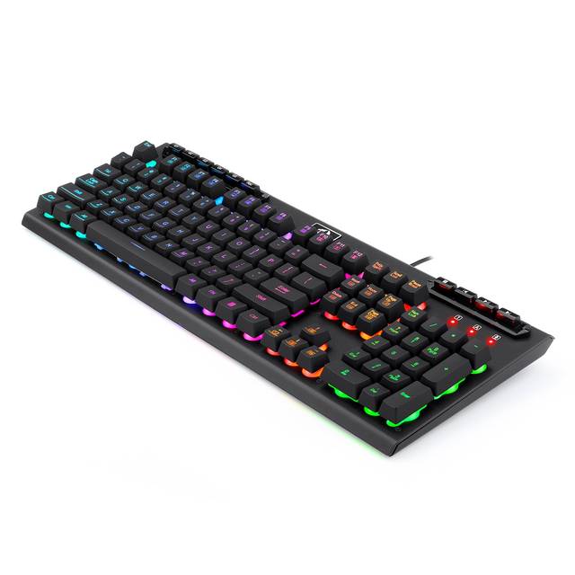 Redragon K513 RGB Membrane Gaming Keyboard, Standard 104 Keys Linear Mechanical-Feel Keyboard w/ 5 Extra On-Board Macro G Keys, Dedicated Media Control, Solid Metal Top Case | K513