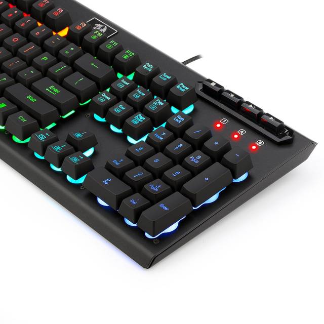 Redragon K513 RGB Membrane Gaming Keyboard, Standard 104 Keys Linear Mechanical-Feel Keyboard w/ 5 Extra On-Board Macro G Keys, Dedicated Media Control, Solid Metal Top Case | K513