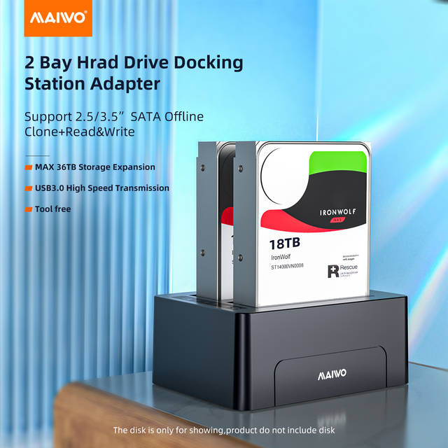 MAIWO K3082 2 Bays Docking Station / Duplicator for 2.5 inch/3.5 inch SATA HDD/SSD | K3082