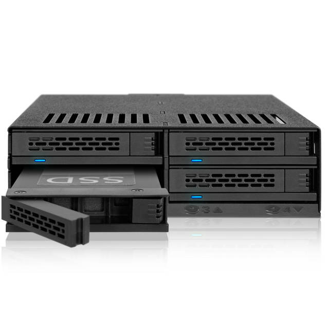 ICY DOCK ExpressCage MB324SP-B 4 Bay 2.5 inch SAS/SATA HDD/SSD Hot Swap Mobile Rack for Single 5.25" Bay (Black) | MB324SP-B