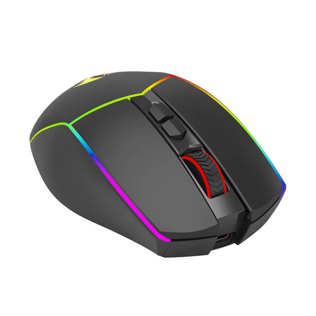 REDRAGON Axe M814 Programmable Wireless Gaming Mouse, with RGB streaming lights, 8 programmable buttons, max 8000DPI, 15G ACC, multifunctional software, ERGONOMIC DESIGN | M814