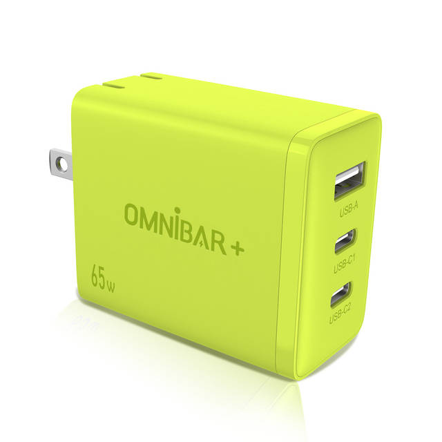 OMNIBAR+ OMNIBARPLUS 65W USB C Charger - 3 Port GaN III Fast Charging Block, Support PPS PD 3.0 USB C Wall Charger | OMN-GAN-3PUS65EB O16-000008
