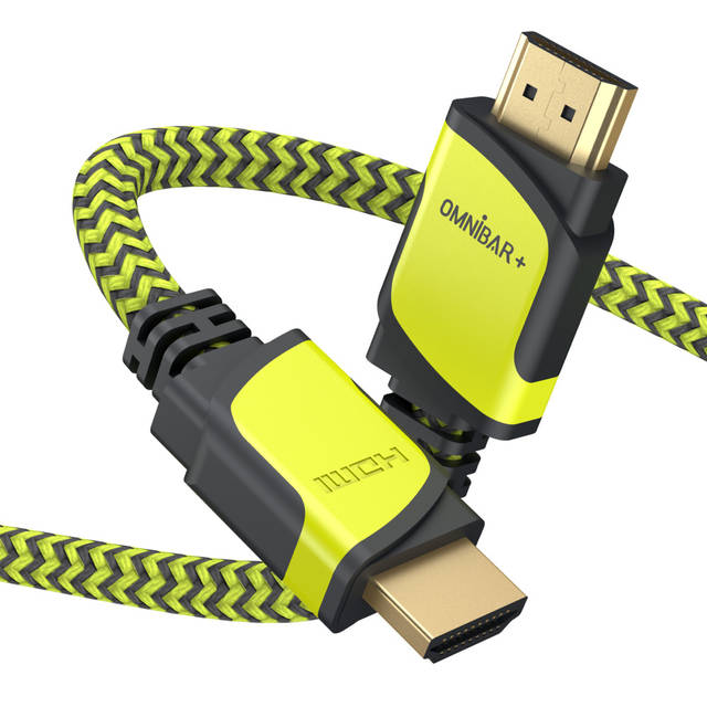 OMNIBAR+ OMNIBARPLUS Basics High-Speed HDMI Cable, 6 ft (Black/ yellow-green) | OMN-HDMI-DP-0672  O16-000015