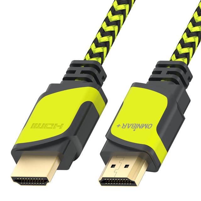 OMNIBAR+ OMNIBARPLUS Basics High-Speed HDMI Cable, 6.5mm (Black/ yellow-green) | OMN-HDMI-DP-0672  O16-000015