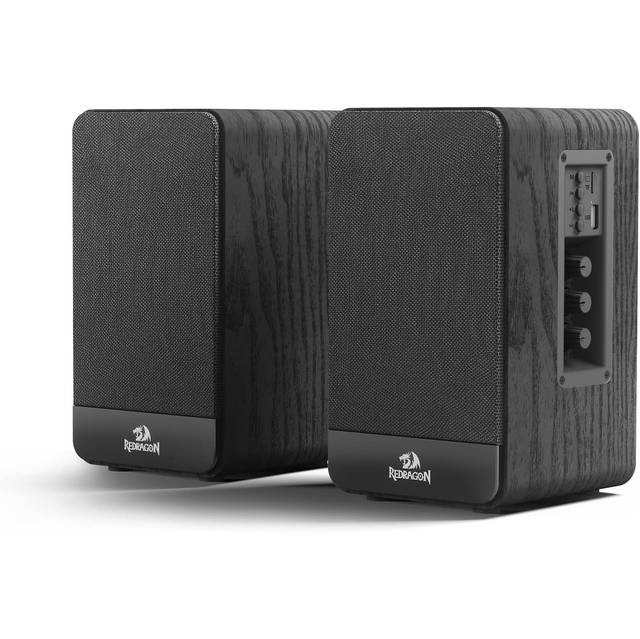 Redragon GS813 Wireless Desktop Speakers, 2.0 Channel Bookshelf Speaker w/Powerful 20W Output, BT 5.0/3.5mm AUX Connection, Enhanced Bass/Treble Knob Control and TF Card/USB Flash Drive Supported | GS813