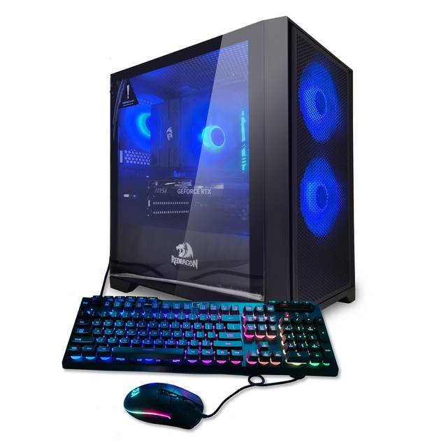 Redragon - Gaming System - Fire Series - Intel Core i5 14600K 3.5 GHz, NVIDIA RTX 4060, 1TB NVME SSD, 16GB DDR4 RAM 3200, 650W Gold PSU, Windows 11 Home 64-bit, Redragon RGB Gaming Keyboard and Mouse included | REDRAGON FIRE SERIES