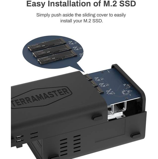 TerraMaster D5 Hybrid HDD NVMe Enclosure - USB 3.2 Gen 2 10Gbps Type C 5Bay USB Storage Supports RAID 0/1/Single/JBOD Exclusive 2+3 RAID Hybrid Disk Array | D5 HYBRID