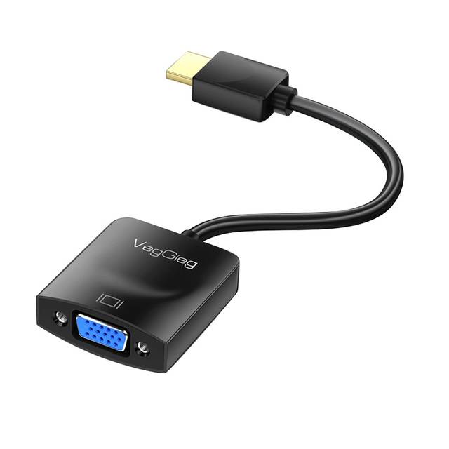 VegGieg V-Z902 HDMI to VGA, Gold-Plated HDMI to VGA Adapter (Male to Female) for Computer, Desktop, Laptop, PC, Monitor, Projector, HDTV, Chromebook, Raspberry Pi, Roku, Xbox and More - Black | V-Z902