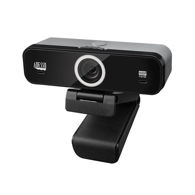Adesso Cybertrack K1 1080P HD Fixed Focus USB Webcam with Adjustable View Angle, Built-in Dual Microphone, Audio/Video Privacy Switch & Tripod Mount | CYBERTRACK K1